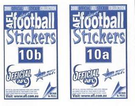 2000 Select AFL Stickers #10 Wayne Carey / Shannon Grant Back